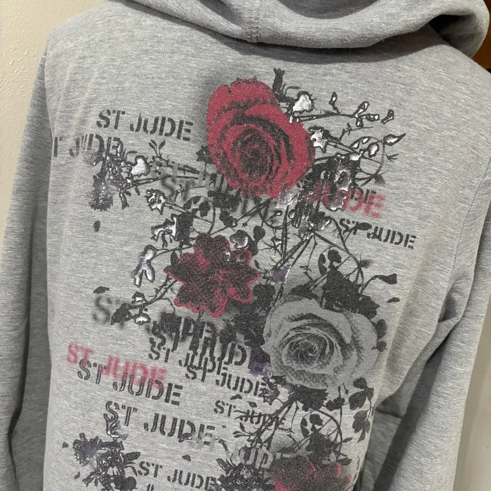 DKNY Zip Up Athletic Style Sporty Jacket Size Small Floral Roses Graphic Print